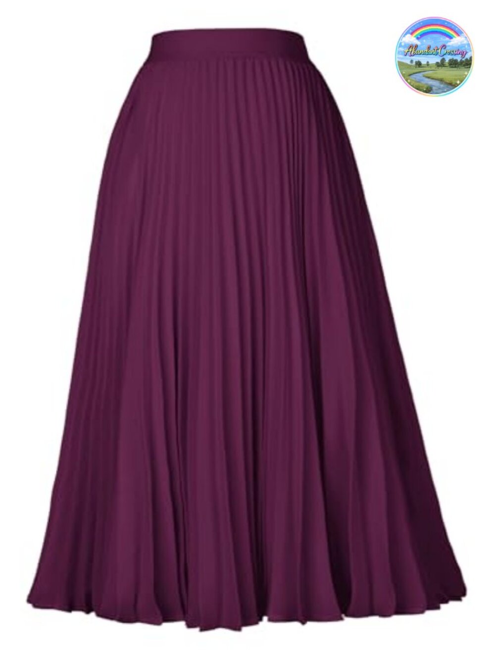 Pleated Midi Skirt High Waist A-Line Chiffon Flared Casual